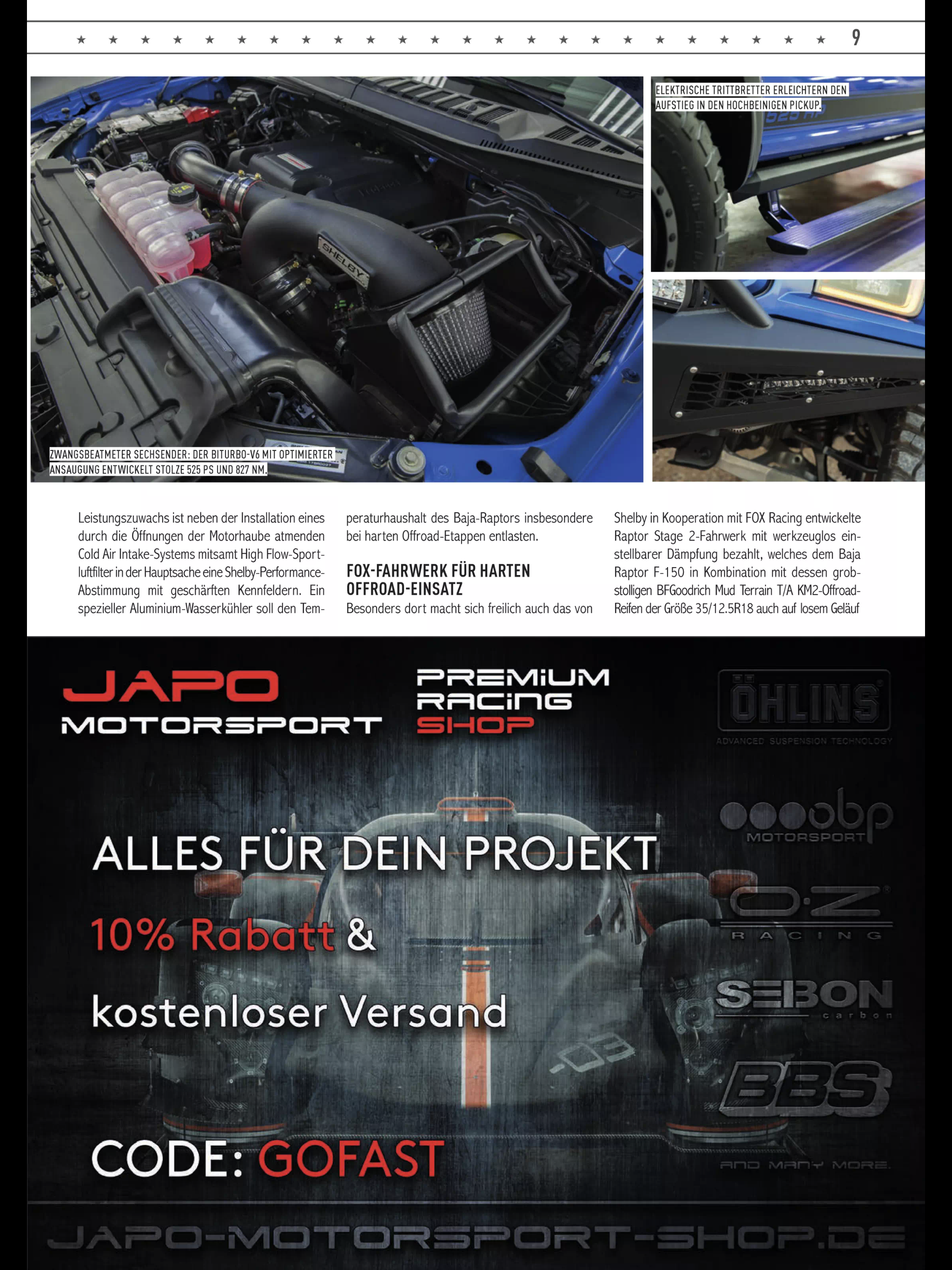 Cars & Stripes — Shelby Baja Raptor interior, cockpit and technical detail page 8
