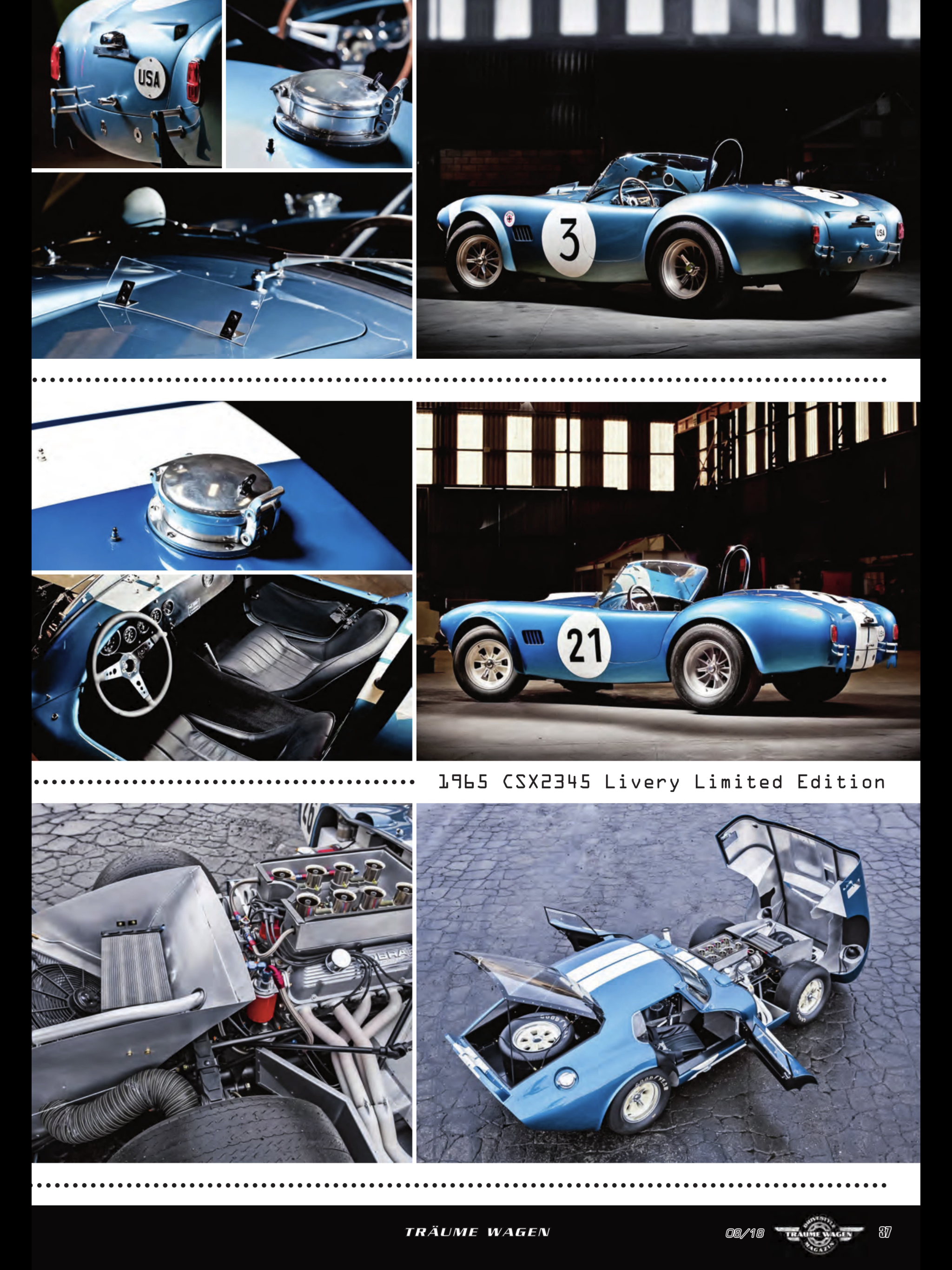Träume Wagen — Legende³ page 37, detail collage of Shelby Cobra CSX2345 and CSX2601 components