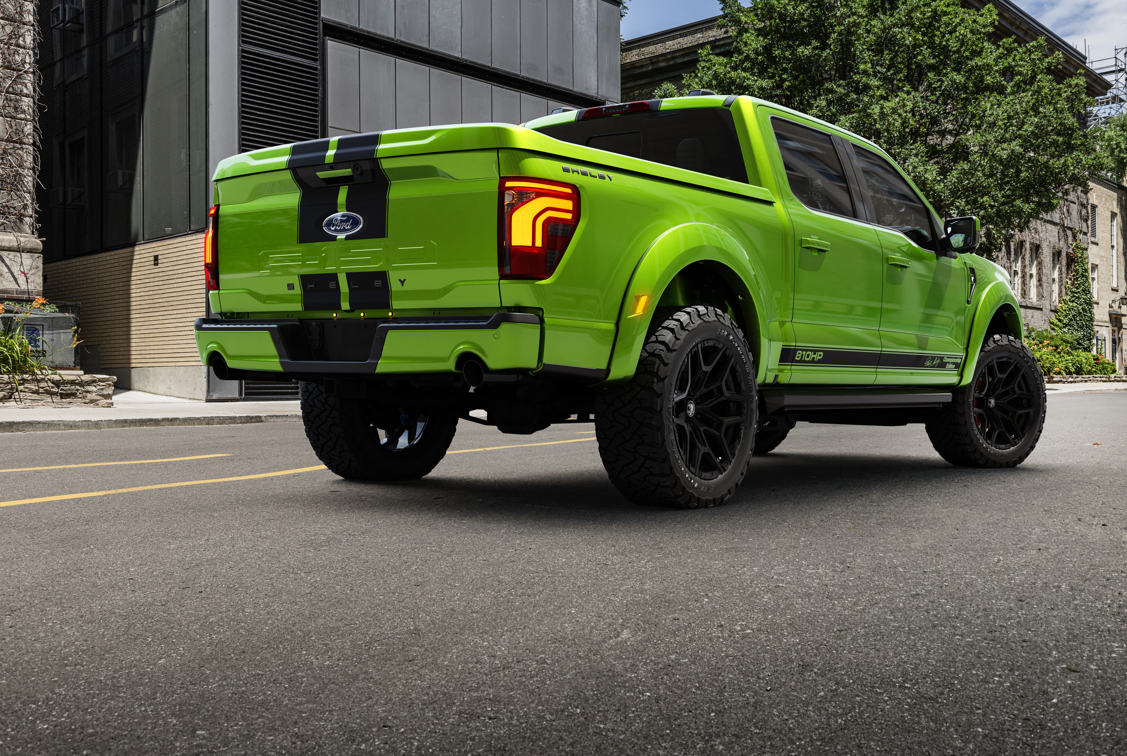 2026 Shelby F-150 Championship Edition lime green rear urban