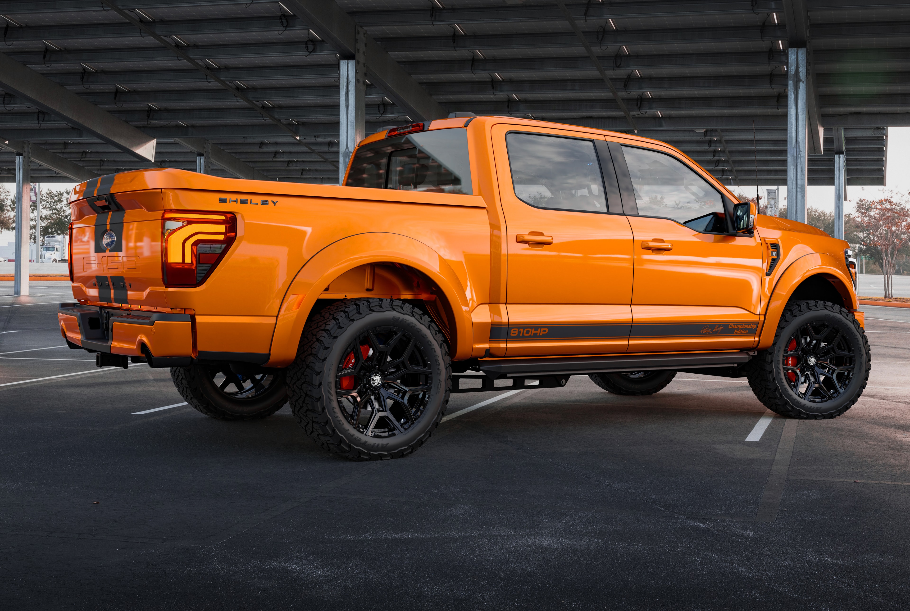 2026 Shelby F-150 Championship Edition orange rear parking structure