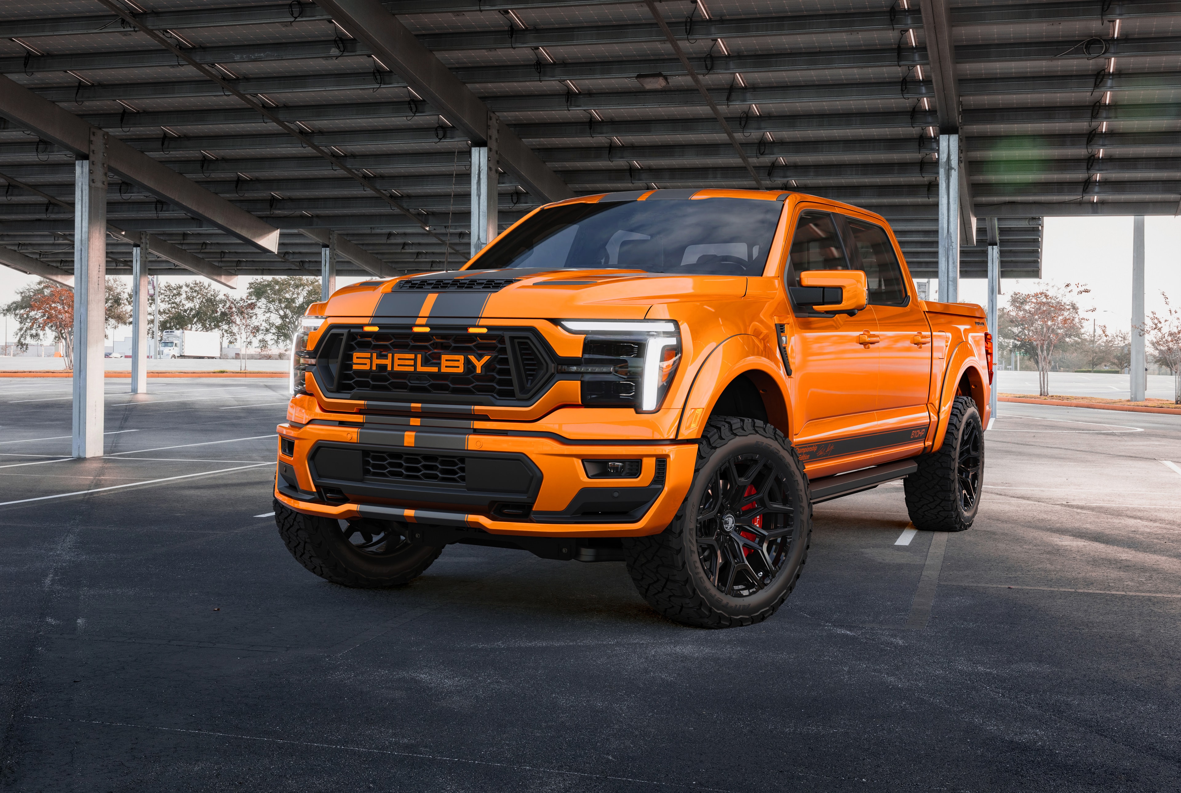 2026 Shelby F-150 Championship Edition orange front parking structure