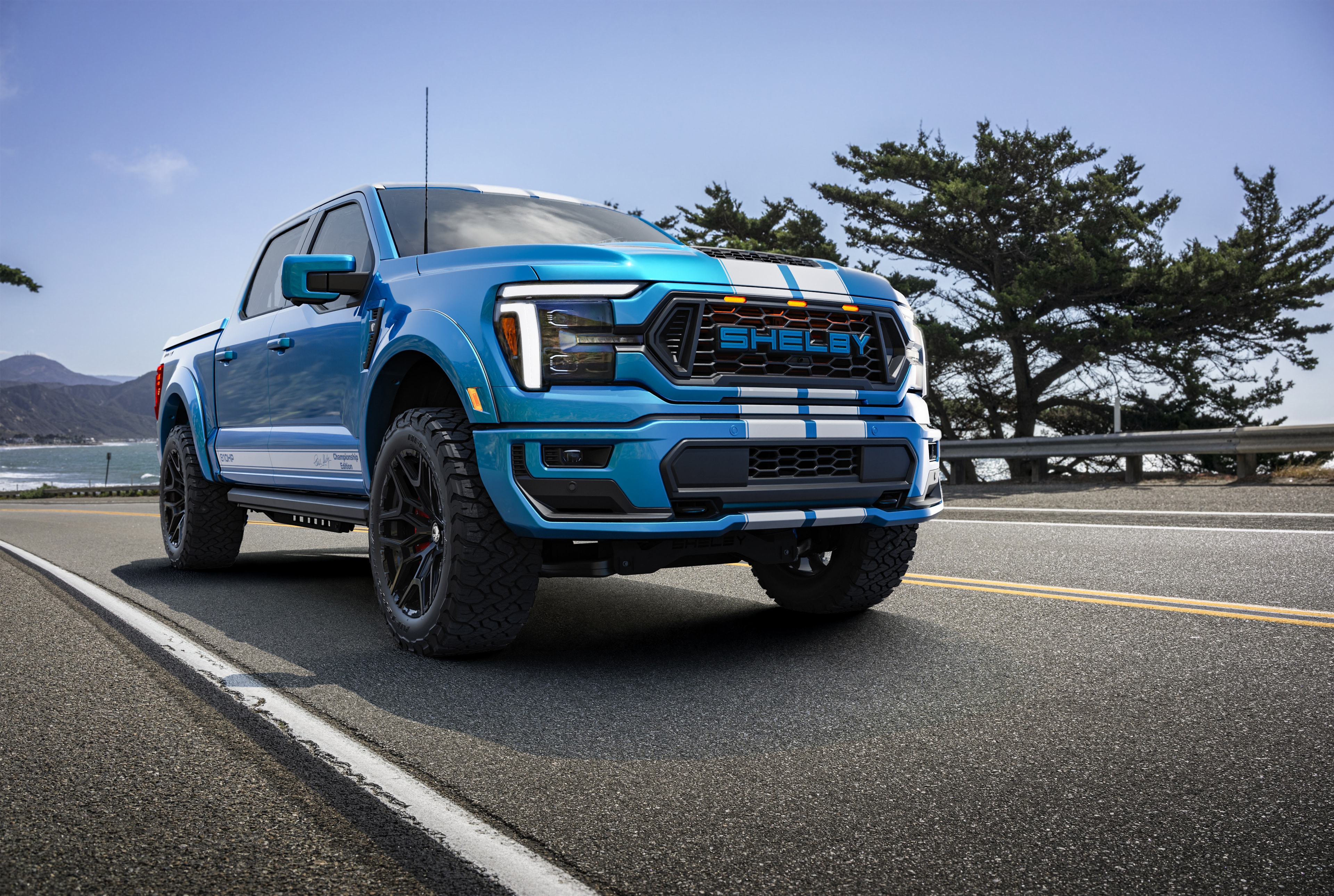 2026 Shelby F-150 Championship Edition blue front coastal road