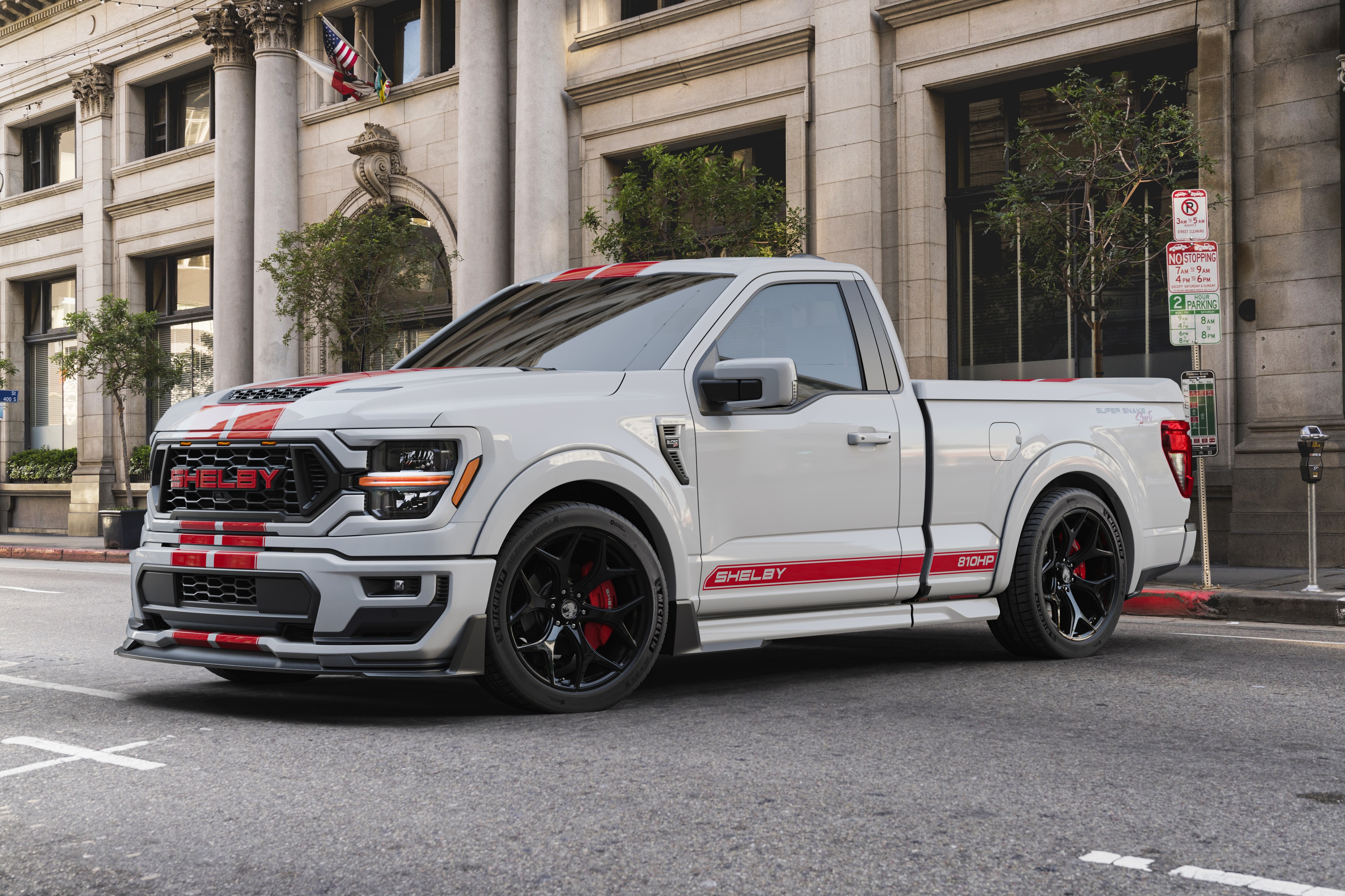 2026 Shelby F-150 Super Snake Sport white red stripes front