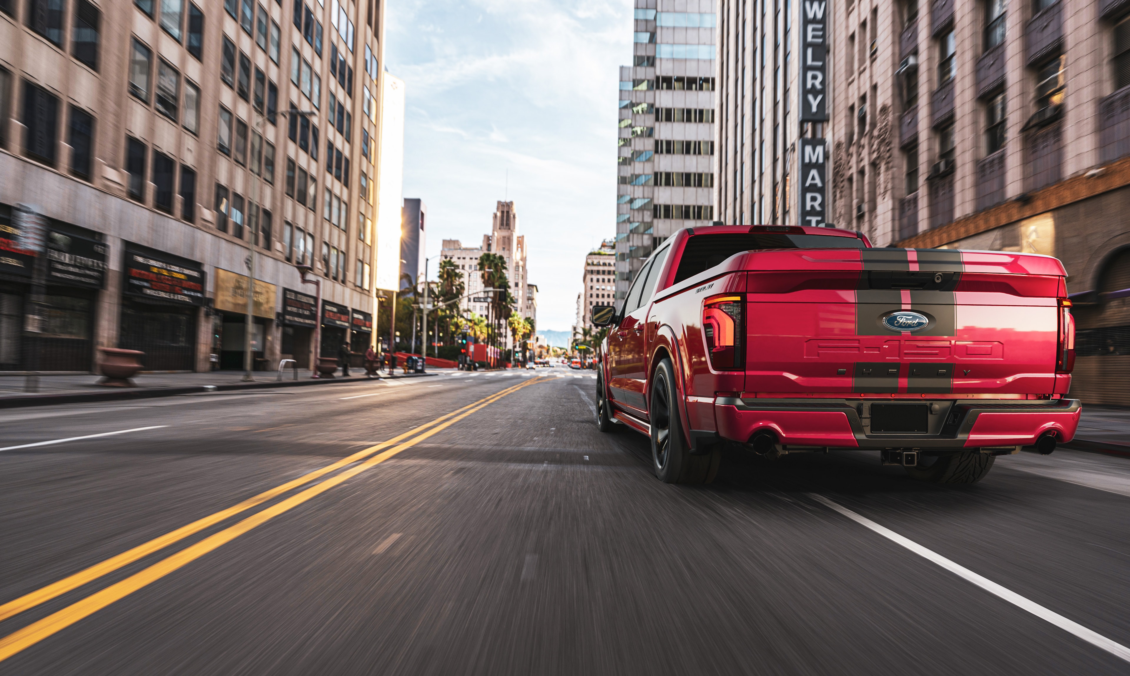 2026 Shelby F-150 Super Snake red rear downtown LA