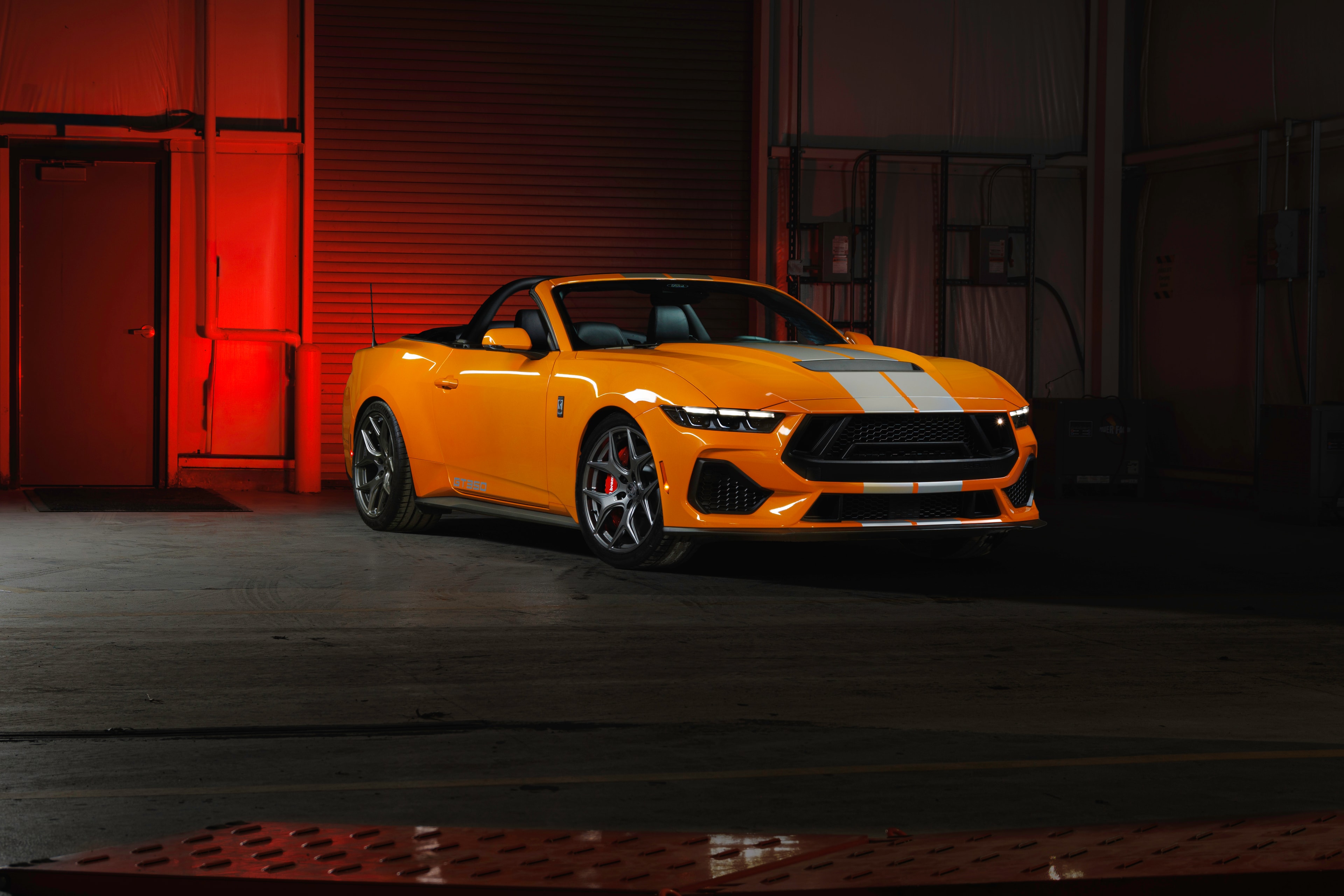 2026 Shelby GT350 orange convertible passenger angle