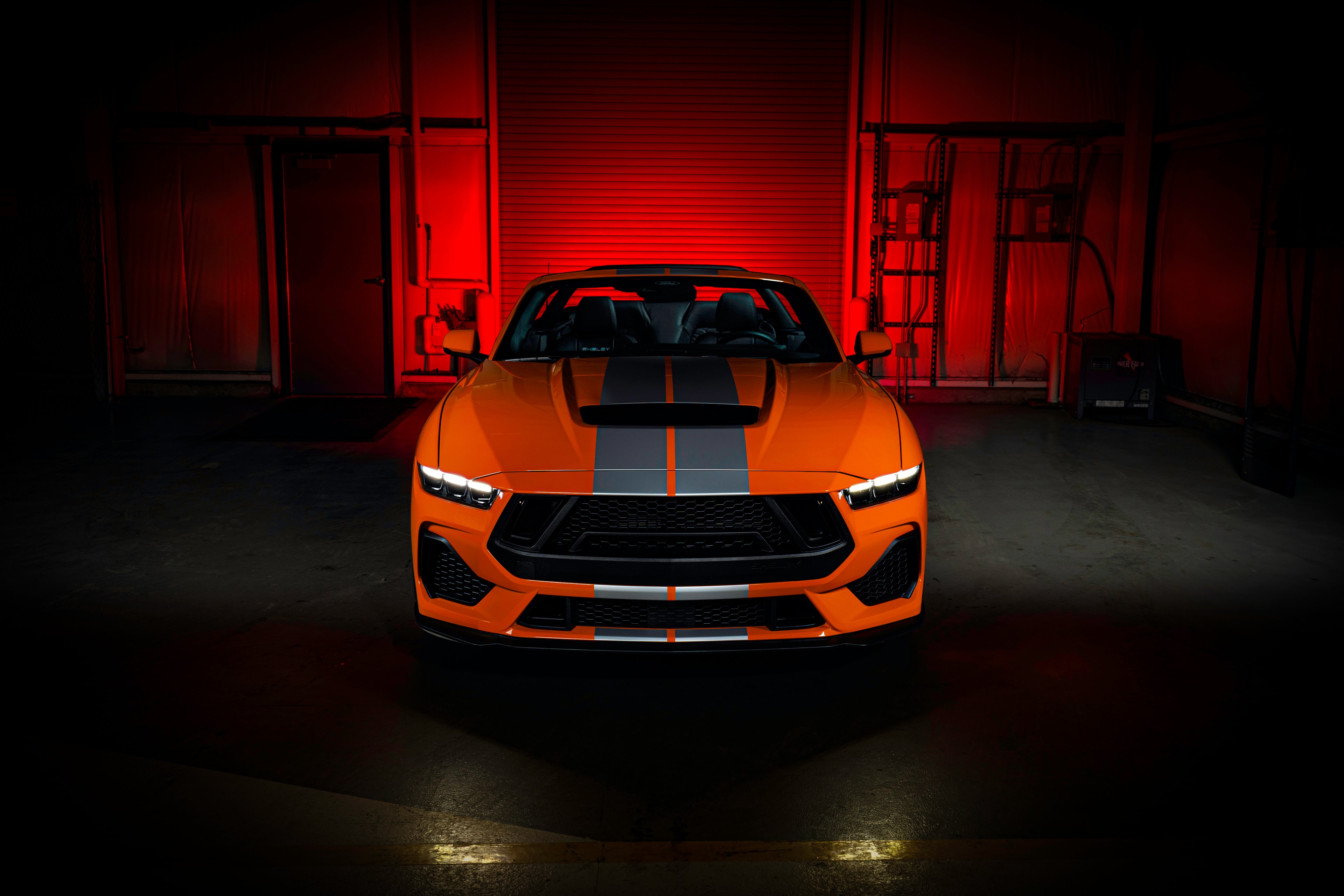 2026 Shelby GT350 orange convertible dramatic front